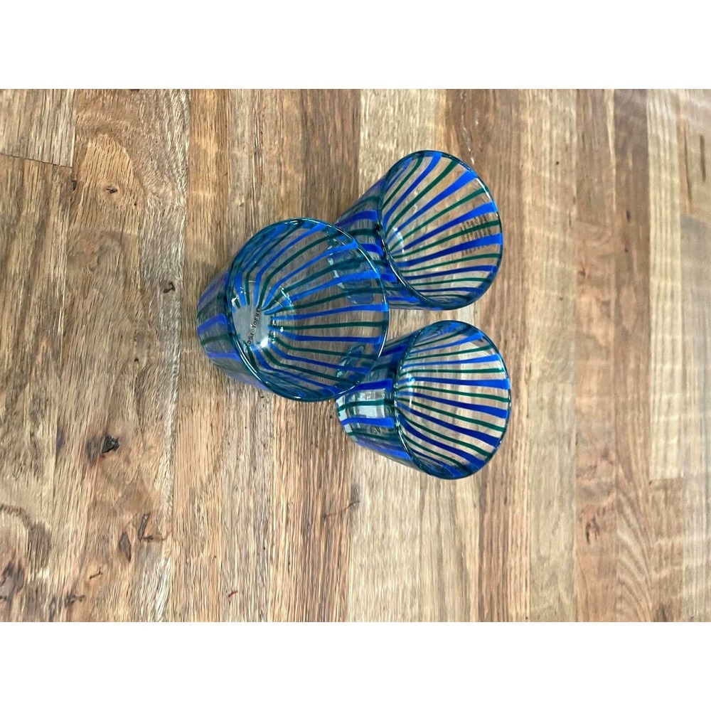 Anthropologie Glasses Set Of 3 Glasses Blue For Home Kitchen